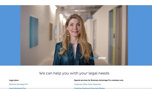 Legal Zoom用真人律師形象為自己的服務(wù)背書。